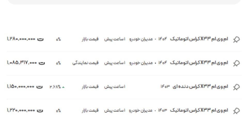 قیمت ام وی ام X33 کراس